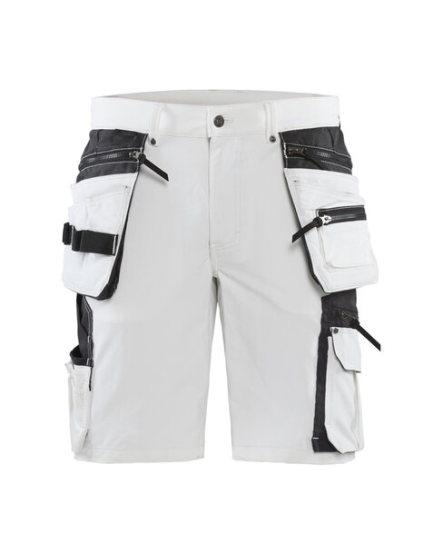 Maler Shorts 4-Wege-Stretch Weiß/Dunkelgrau