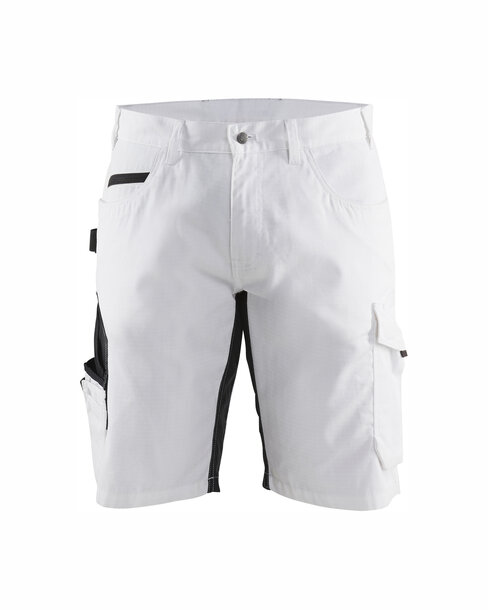 Maler Shorts mit Stretch Weiß/Dunkelgrau