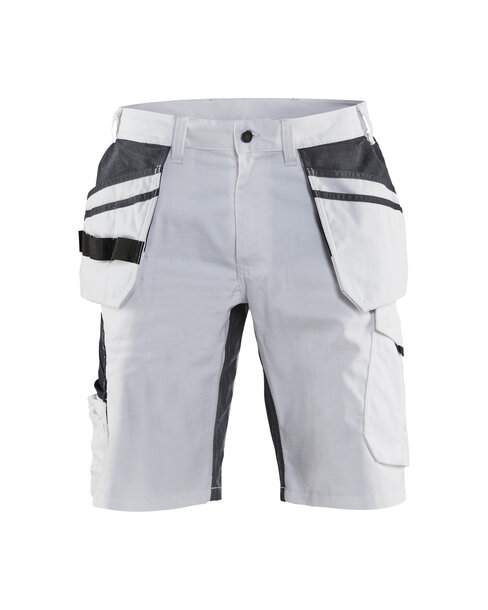 Maler Shorts mit Stretch Weiß/Dunkelgrau
