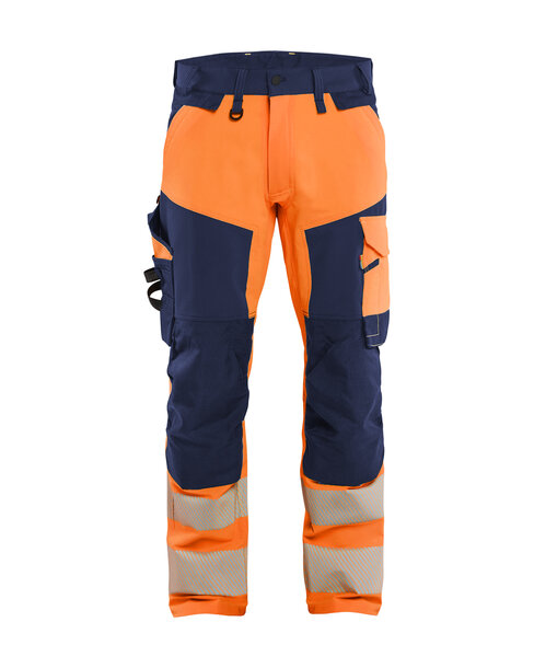 High Vis Arbeitshose 4-Wege-Stretch High Vis Orange/Marineblau