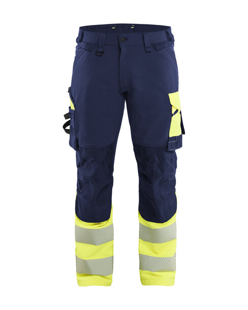 High Vis Arbeitshose 4-Wege-Stretch Marineblau/ High Vis Gelb