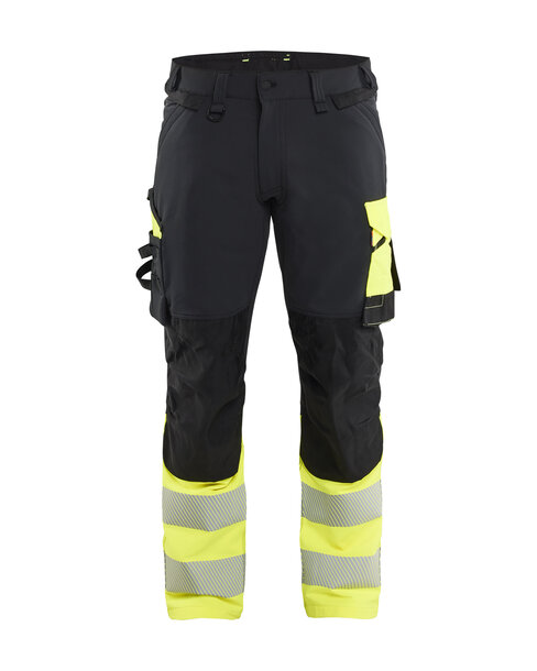 High Vis Arbeitshose 4-Wege-Stretch Schwarz/High Vis Gelb