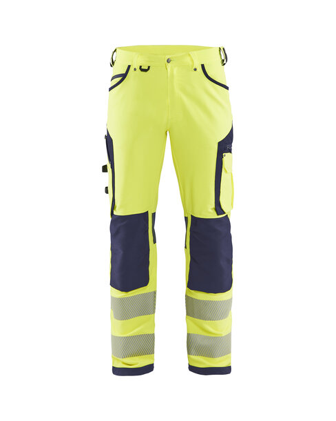 High Vis Arbeitshose 4-Wege-Stretch ohne Nageltaschen High Vis Gelb/Marineblau