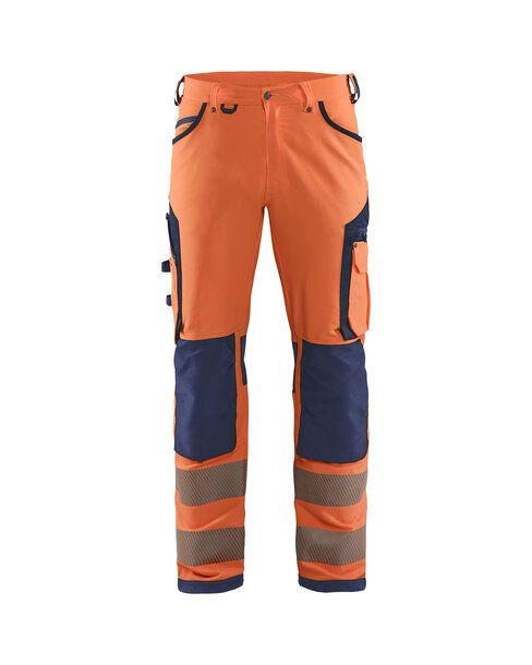 High Vis Arbeitshose 4-Wege-Stretch ohne Nageltaschen High Vis Orange/Marineblau