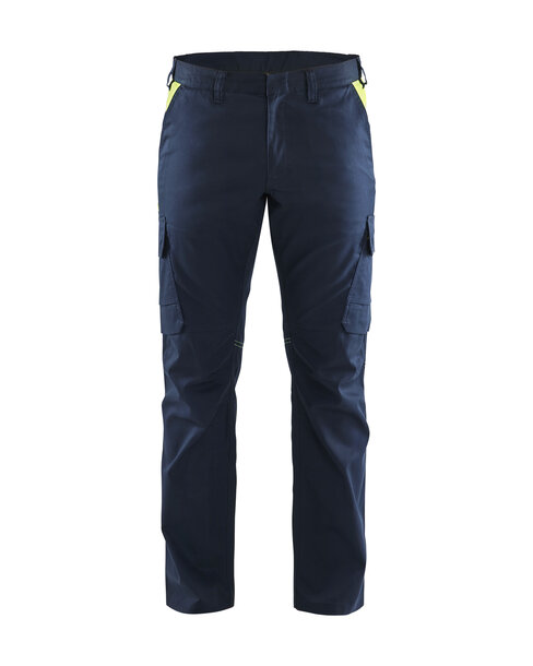 Industrie Arbeitshose StretchDunkel Marineblau/High Vis Gelb