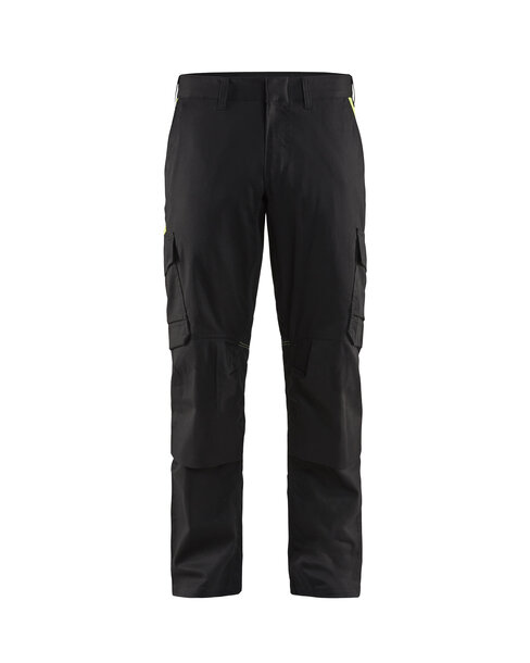 Industrie Arbeitshose Stretch mit Kniepolstertaschen Schwarz/Gelb