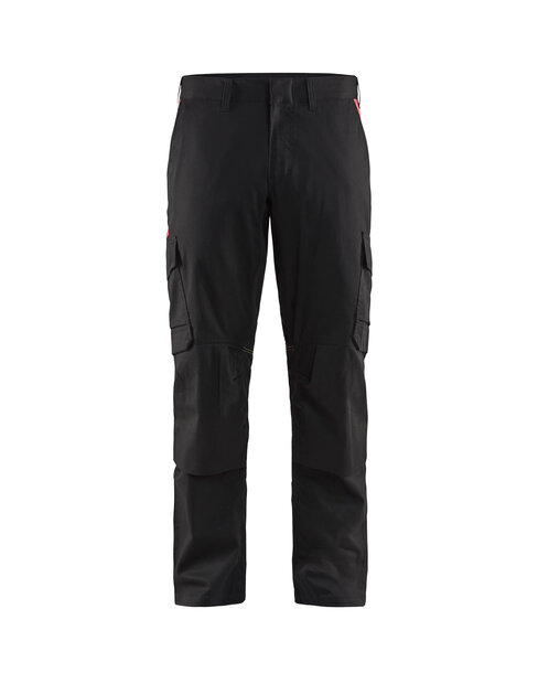 Industrie Arbeitshose Stretch mit Kniepolstertaschen Schwarz/Rot