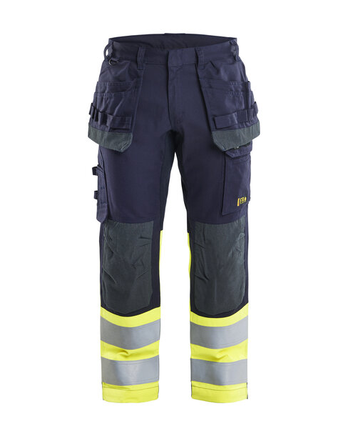 Multinorm Arbeitshose inhärent mit Stretch Marineblau/ High Vis Gelb