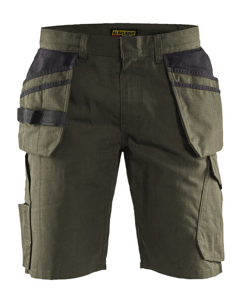 Service Shorts mit Nageltaschen Dunkel Olivgrün/Schwarz