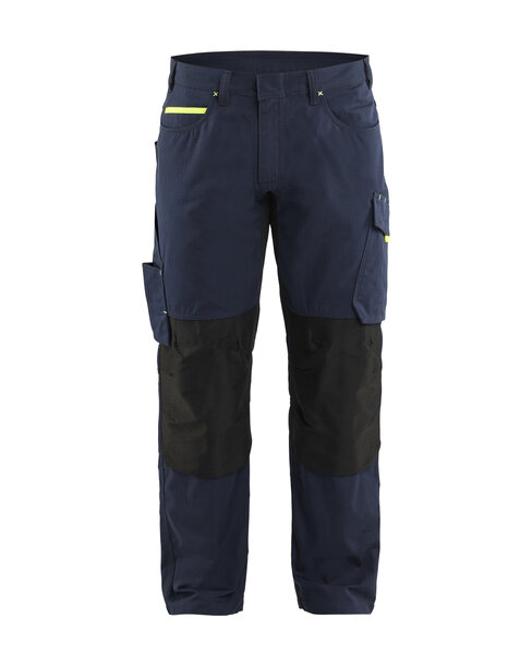 Service Arbeitshose mit StretchDunkel Marineblau/High Vis Gelb