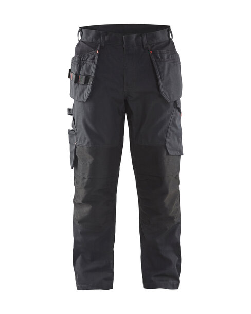 Service Arbeitshose mit Stretch und Nageltaschen Schwarz/Rot