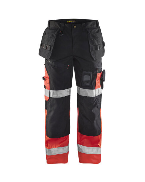 High Vis Arbeitshose X 1500 Schwarz/High Vis Rot