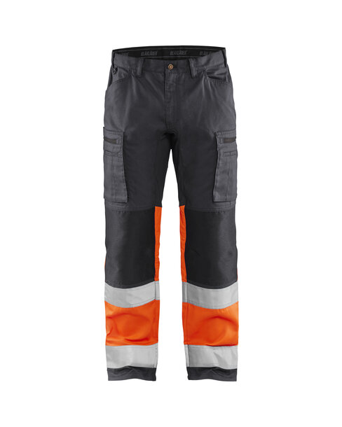 High Vis Arbeitshose mit Stretch Mittelgrau/High Vis Orange