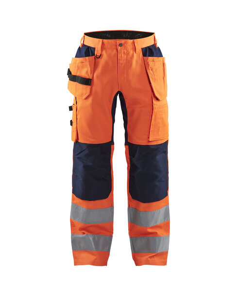 High Vis Arbeitshose mit Stretch High Vis Orange/Marineblau