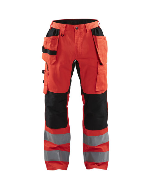 High Vis Arbeitshose mit Stretch High Vis Rot/Schwarz