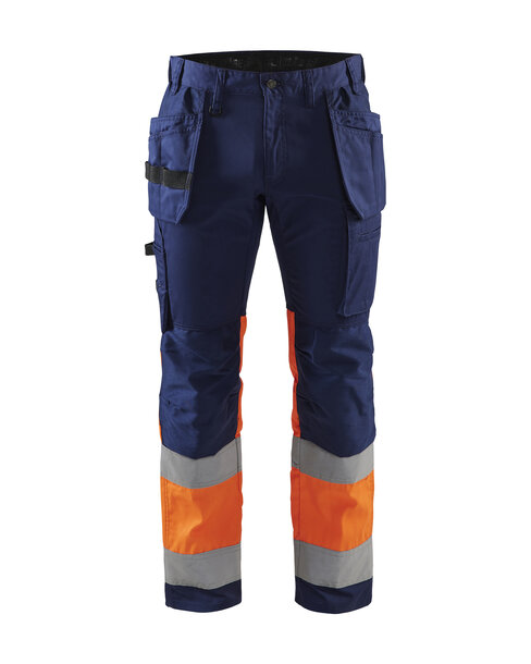 High Vis Arbeitshose mit Stretch Marineblau/Orange