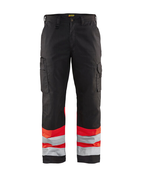 High Vis Arbeitshose Schwarz/High Vis Rot