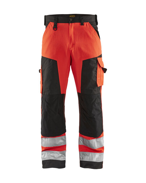 High Vis Arbeitshose ohne Nageltaschen High Vis Rot/Schwarz