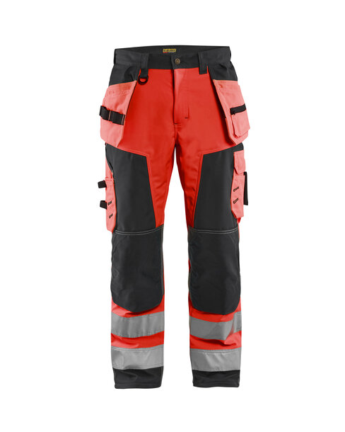 High Vis Softshell Arbeitshose High Vis Rot/Schwarz