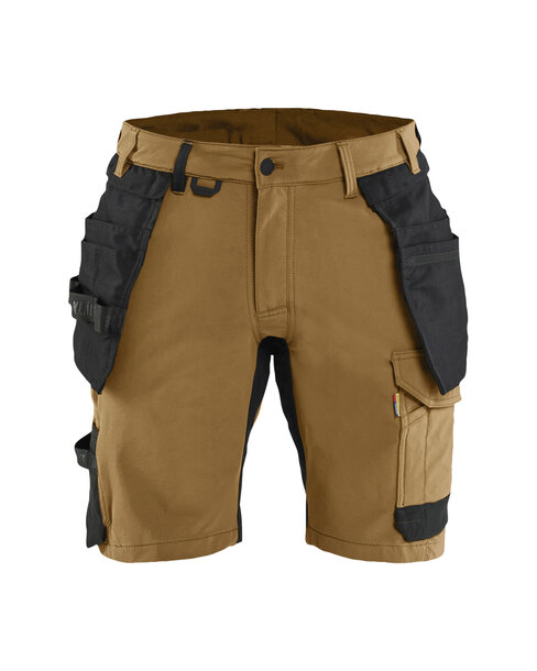 Handwerker Shorts 4-Wege-Stretch Nougat/Schwarz