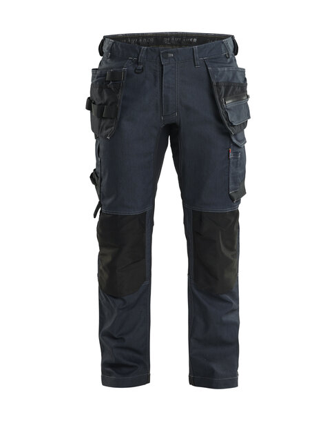 Handwerker Arbeitshose Denim Stretch Marineblau/Schwarz