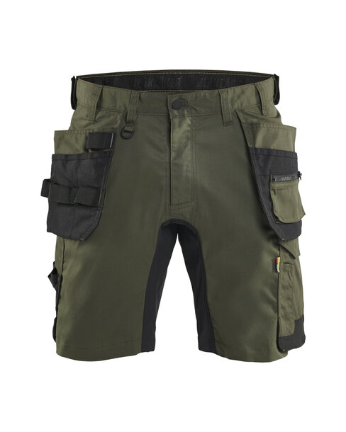 Handwerker Shorts mit Stretch Waldgrün/Schwarz