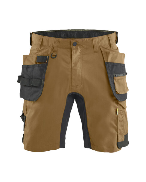Handwerker Shorts mit Stretch Nougat/Schwarz