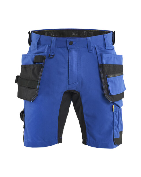 Handwerker Shorts mit Stretch Kornblau/Schwarz