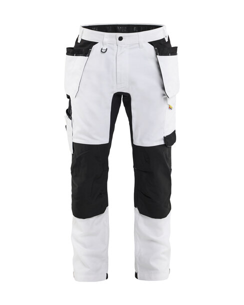 MALERHOSE STRETCH Weiß/Schwarz