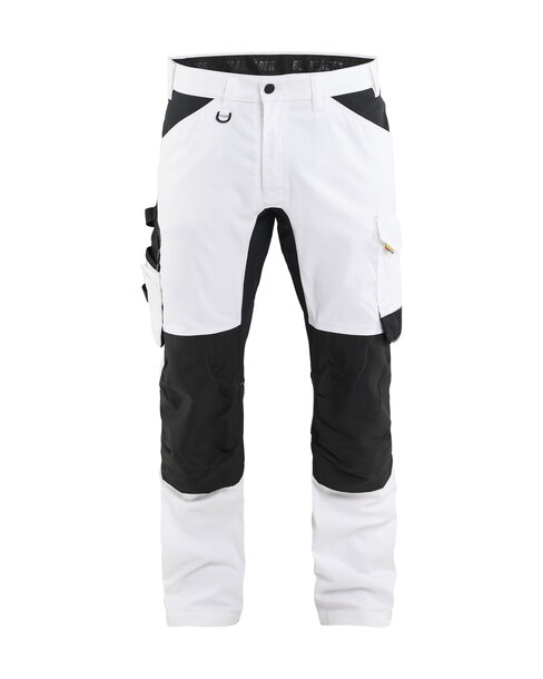 MALERHOSE STRETCH Weiß/Schwarz