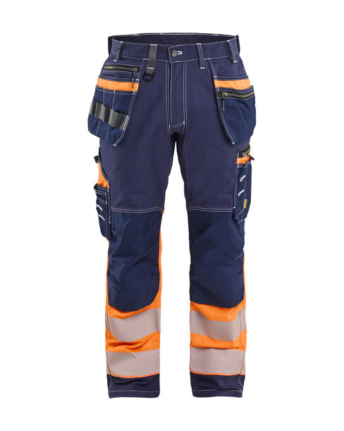 High Vis Arbeitshose mit Stretch Marineblau/Orange