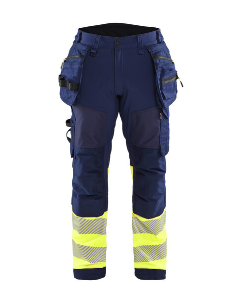High Vis Arbeitshose Softshell Marineblau/ High Vis Gelb