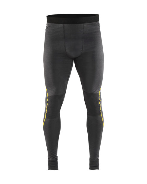 Unterhose XLIGHT, 100% Merinowolle Dunkelgrau/Gelb