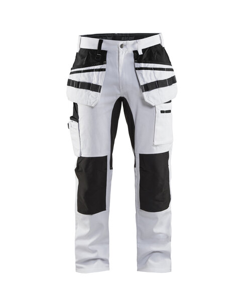 Malerhose mit Stretch-Einsätzen Weiß/Schwarz