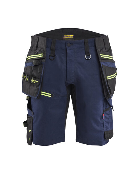 STRIKER Handwerker Shorts mit Stretch Dunkel Marineblau/High Vis Gelb