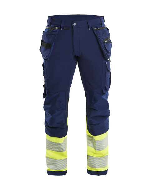 High Vis Arbeitshose 4-Wege-Stretch Marineblau/ High Vis Gelb