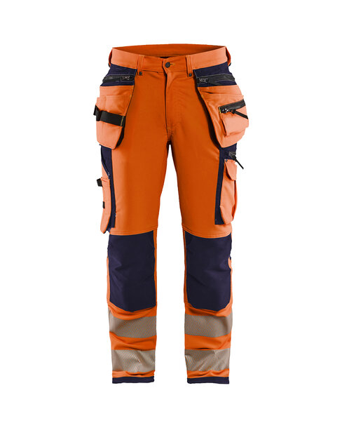 High Vis Arbeitshose 4-Wege-Stretch High Vis Orange/Marineblau