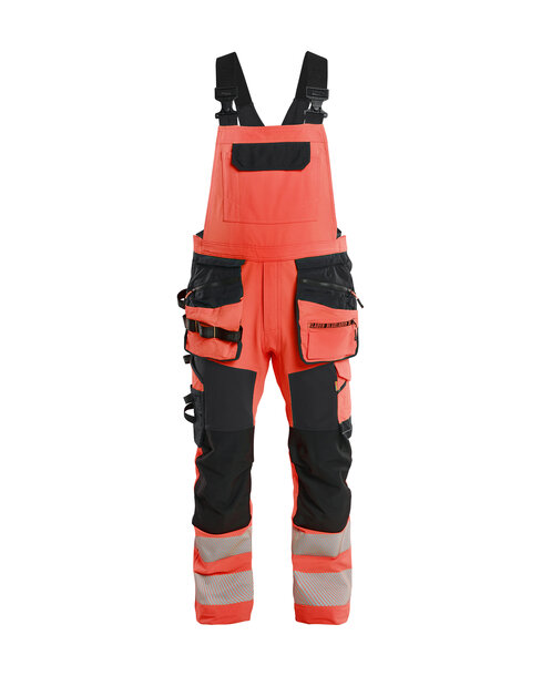 High Vis Latzhose 4-Wege-StretchHigh Vis Rot/Schwarz