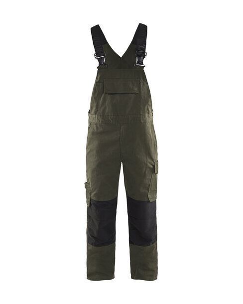 Latzhose mit Stretch Dunkel Olivgrün/Schwarz