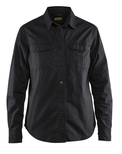 Damen Twill Hemd Schwarz