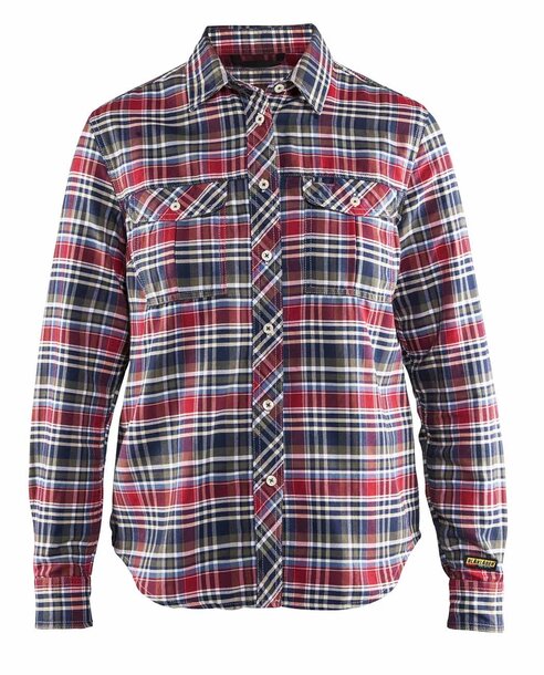 Damen Flanell Hemd Marineblau/Rot