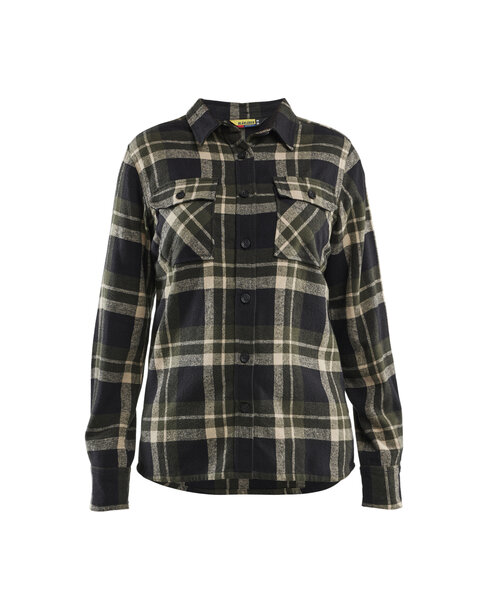 Damen Flanellhemd Waldgrün/Schwarz