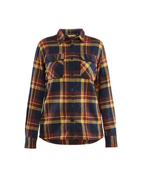 Damen Flanellhemd Rostrot/Dunkelblau