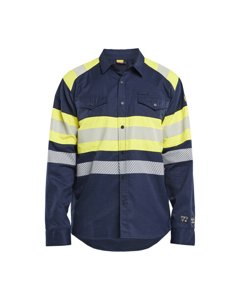 Multinorm Hemd Marineblau/ High Vis Gelb