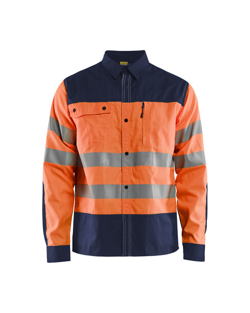 High Vis Arbeitshemd High Vis Orange/Marineblau