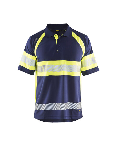 UV Polo Shirt High Vis Klasse 1 Marineblau/ High Vis Gelb