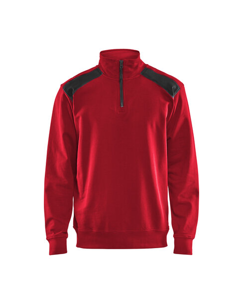 Sweater mit Half-Zip 2-farbig Rot/Schwarz