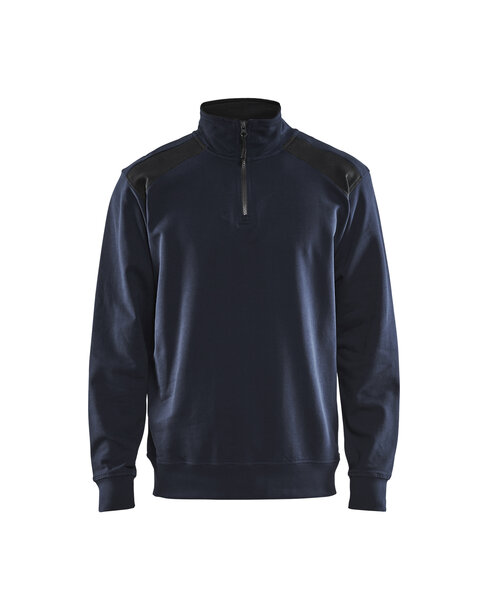 Sweater mit Half-Zip 2-farbig Dunkel Marineblau/Schwarz