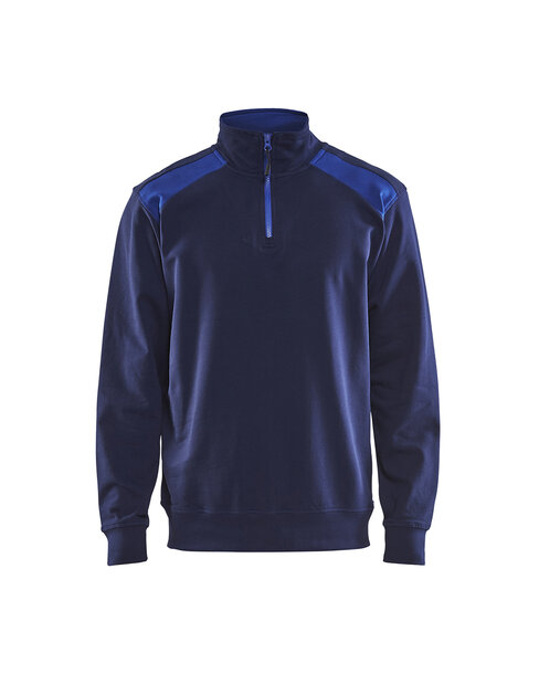 Sweater mit Half-Zip 2-farbig Marineblau/Kornblau