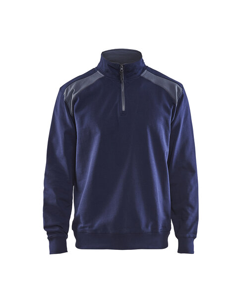 Sweater mit Half-Zip 2-farbig Marineblau/Grau